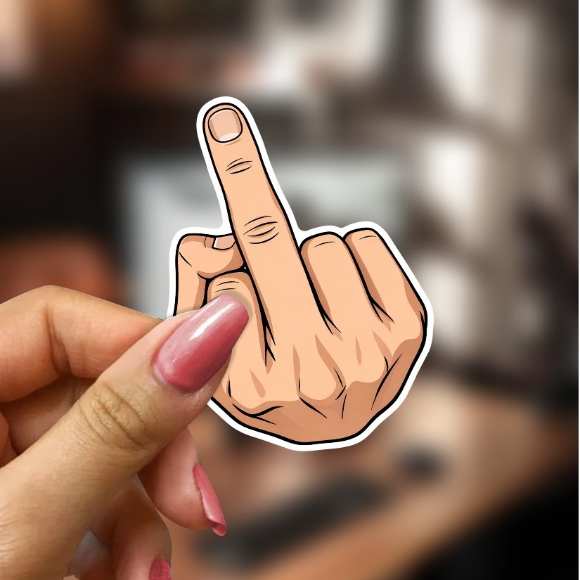 Middle Finger Funny Sticker, Peel N' Stick, Different Sizes.