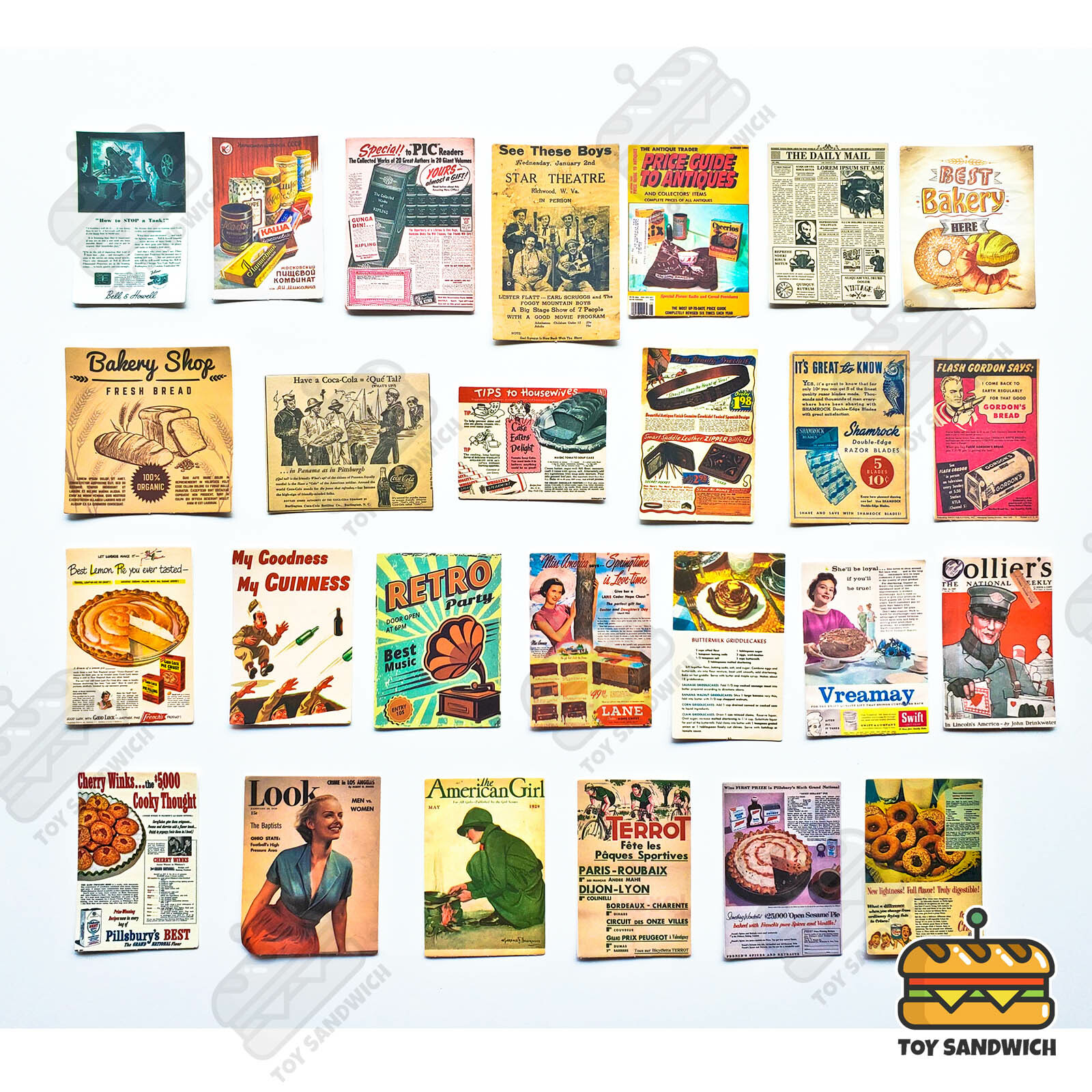 50 pcs "Retro Vintage Posters" Sticker Pack Flash Gordan Pinup 50s 60s 70s Decal