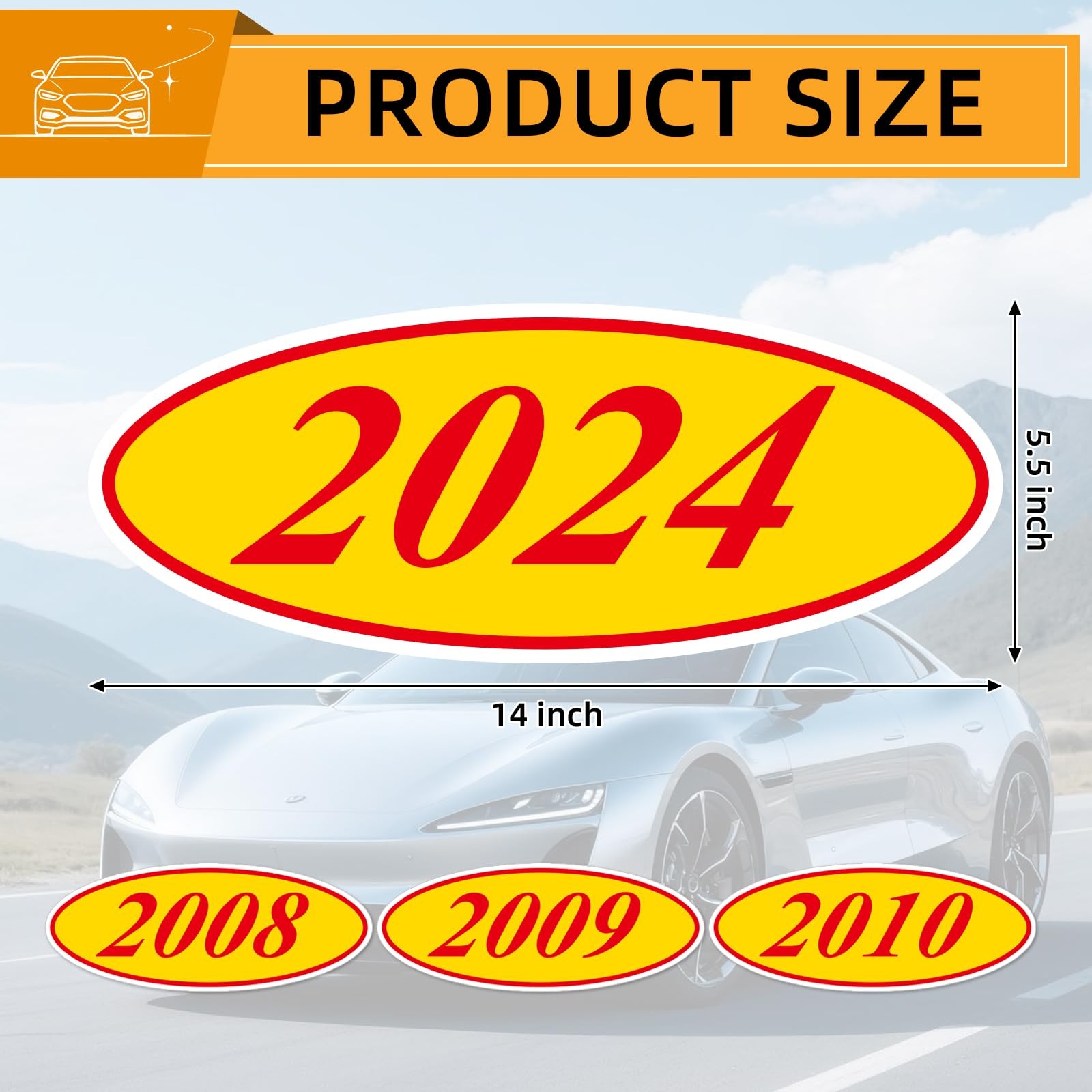 204 Pcs Oval Model Windshield Year Stickers Decals, 2008-2024 Large Oval Viny…
