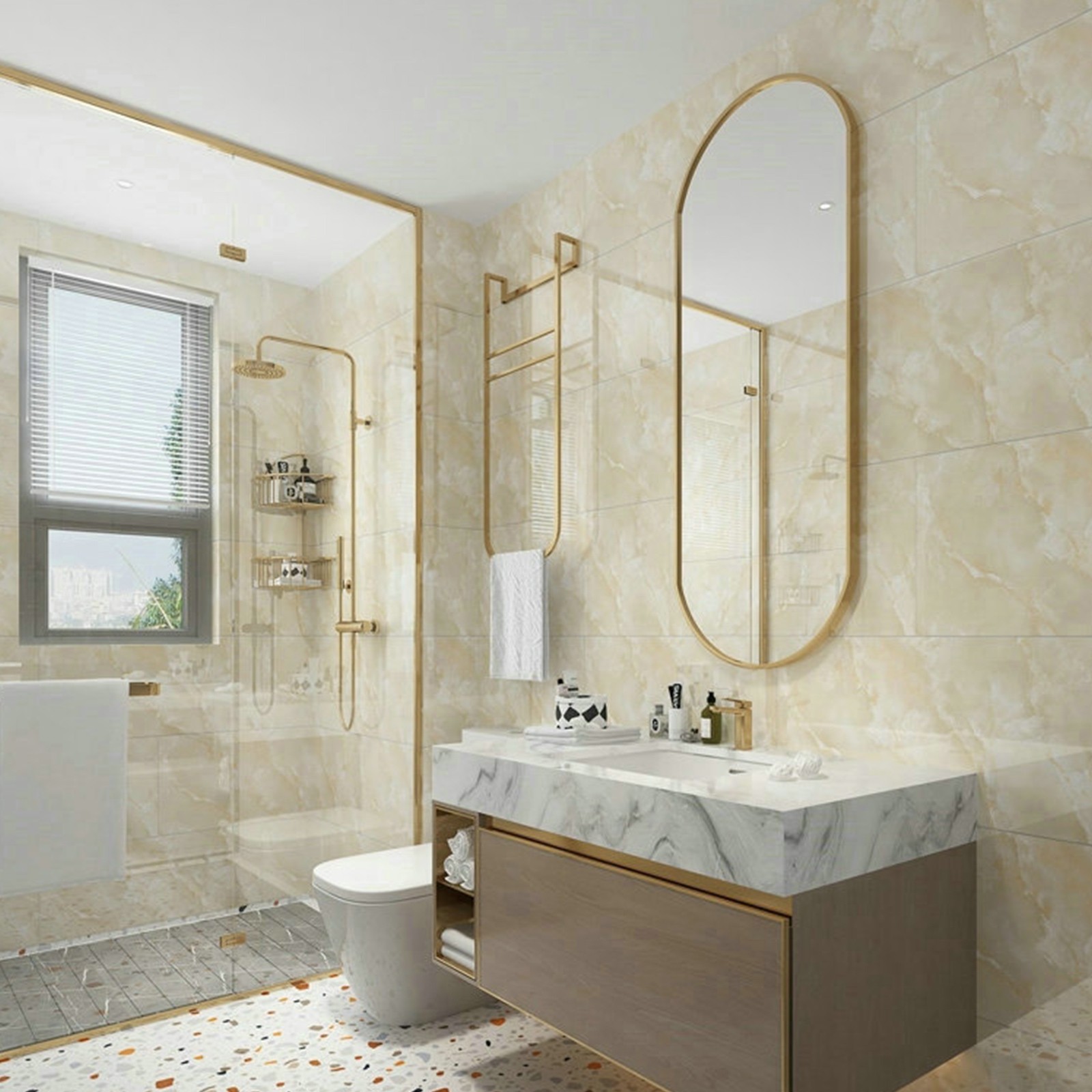 Marble Effect Wall Tile Sticker Self Adhesive Wallpaper Panel Kitchen Bathroom