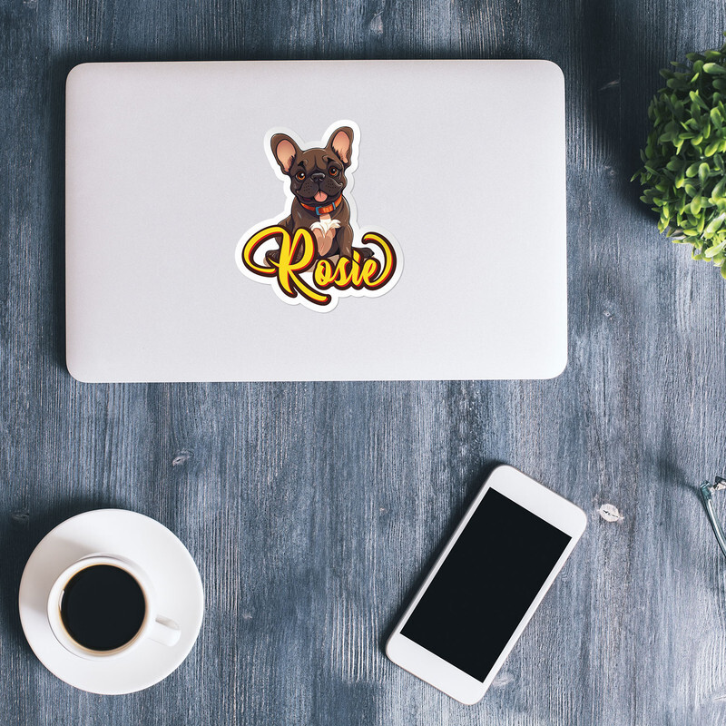 French Bulldog Rosie Dog Name Vinyl Decal Waterproof Car Bumper Sticker