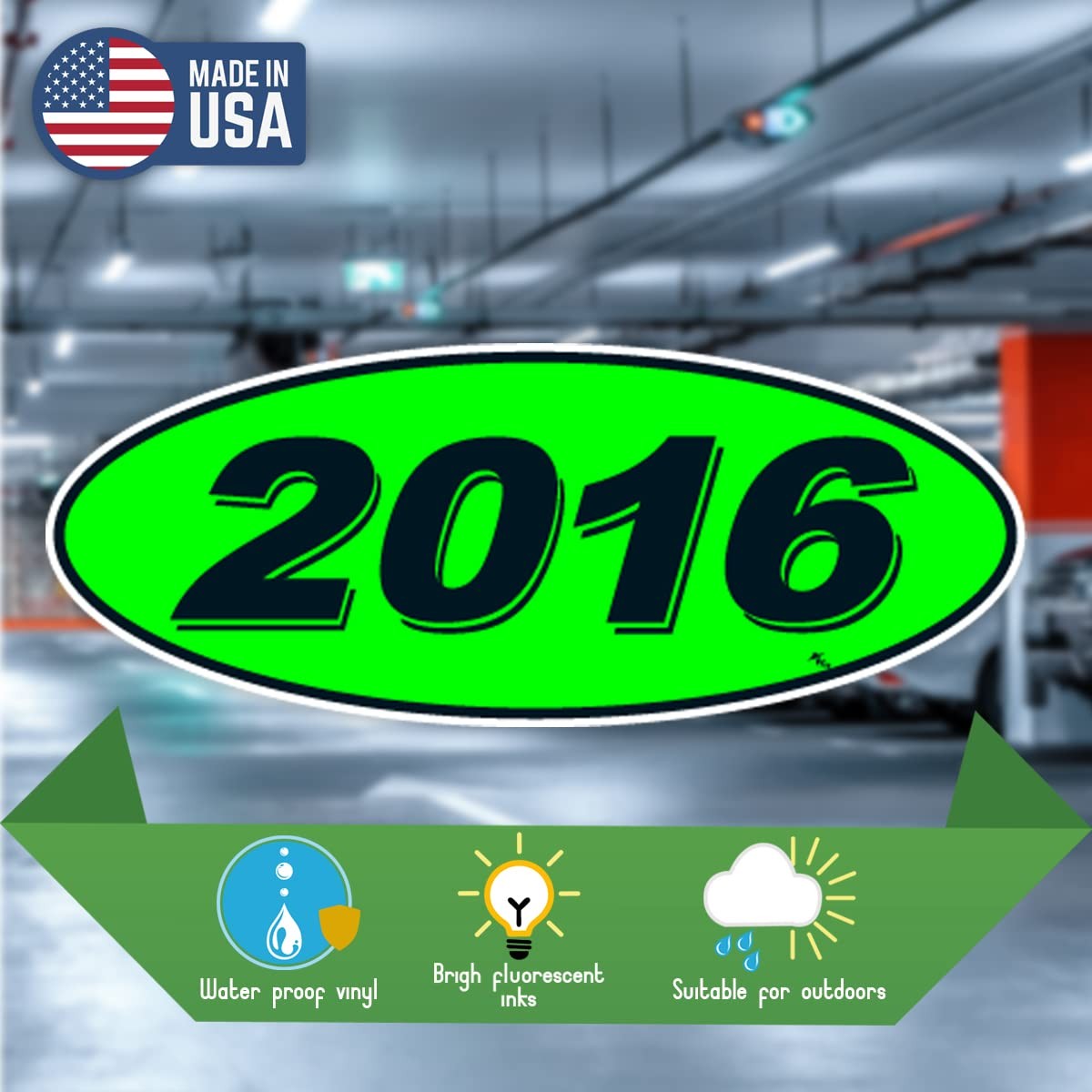 2016 Oval Model Year Stickers 5.5×14" Durable Vinyl – For Car Dealerships