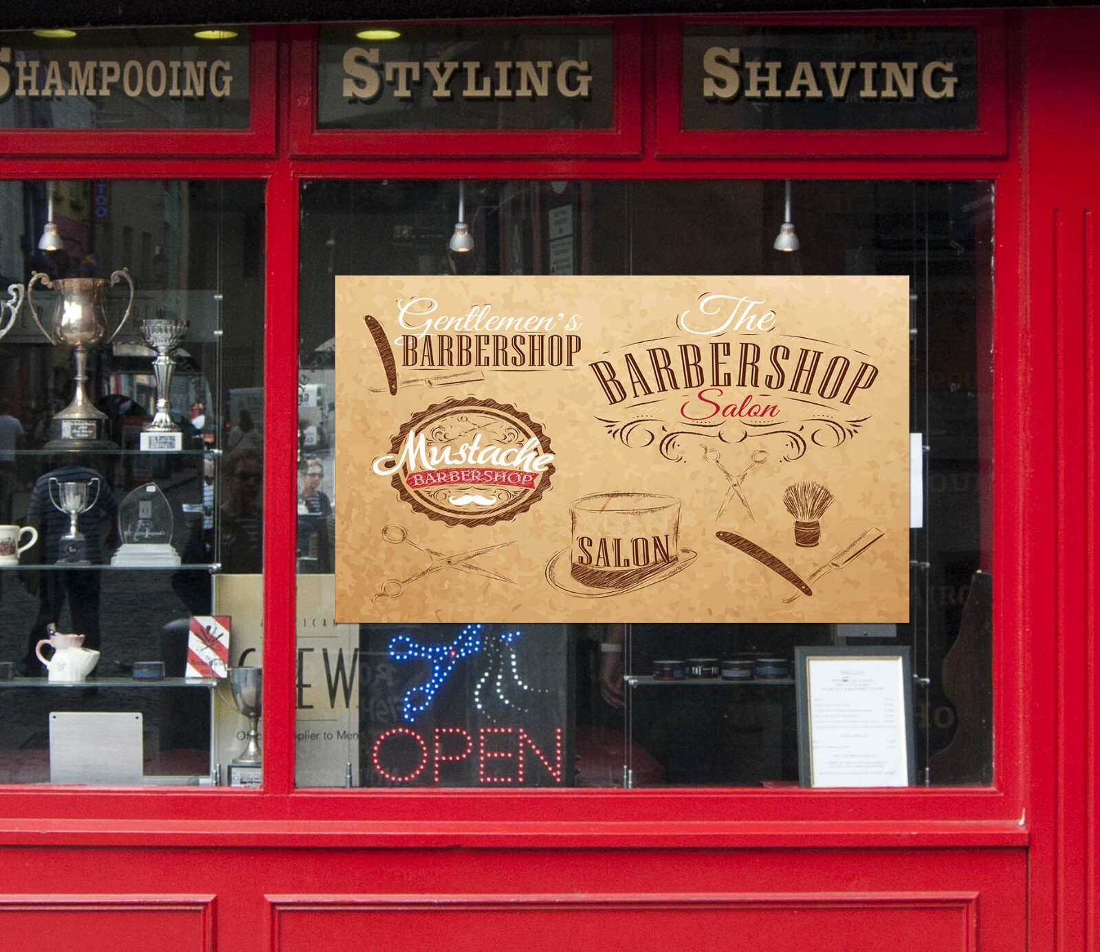 3D Man Hair Cut O501 Barber Shop Window Stickers Vinyl Wallpaper Wall Murals Fay