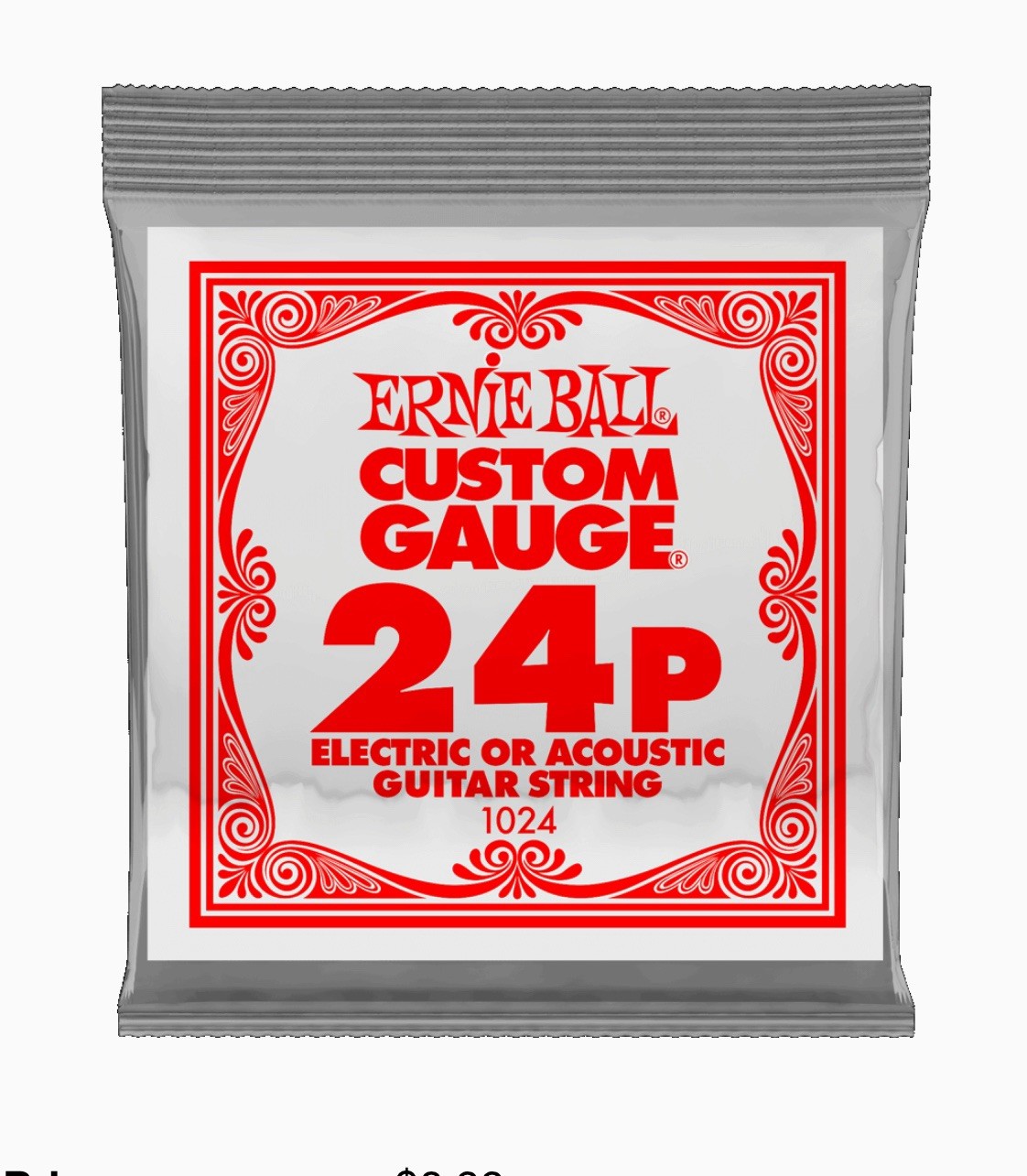 Ernie Ball Electric Guitar String Singles 0.24p (6 Pack)