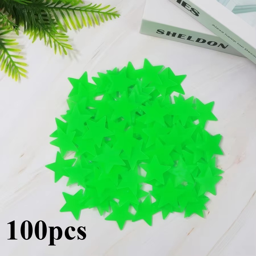 100pcs Glow In The Dark Stars Luminous Wall & Ceiling Star Stickers Home Decor