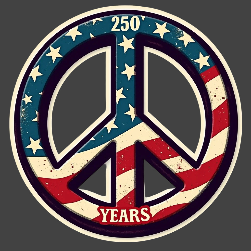 250 Years Sticker Vinyl Decal Peace Sign Patriotic USA Retro Symbol