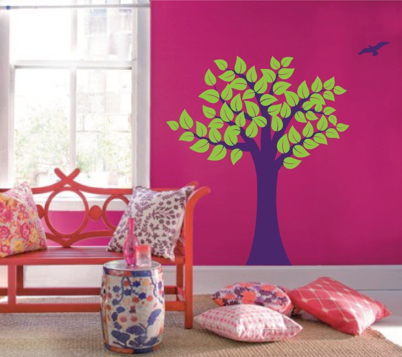 Large Wall Tree Baby Nursery Decal Leaf Cherry Birds Sticker Girl Flower Oak