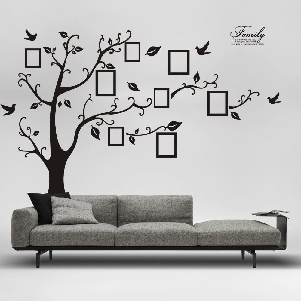 Large Family Tree Wall Deccor for Living Room, DIY Black Photo Frame Tree Wal…