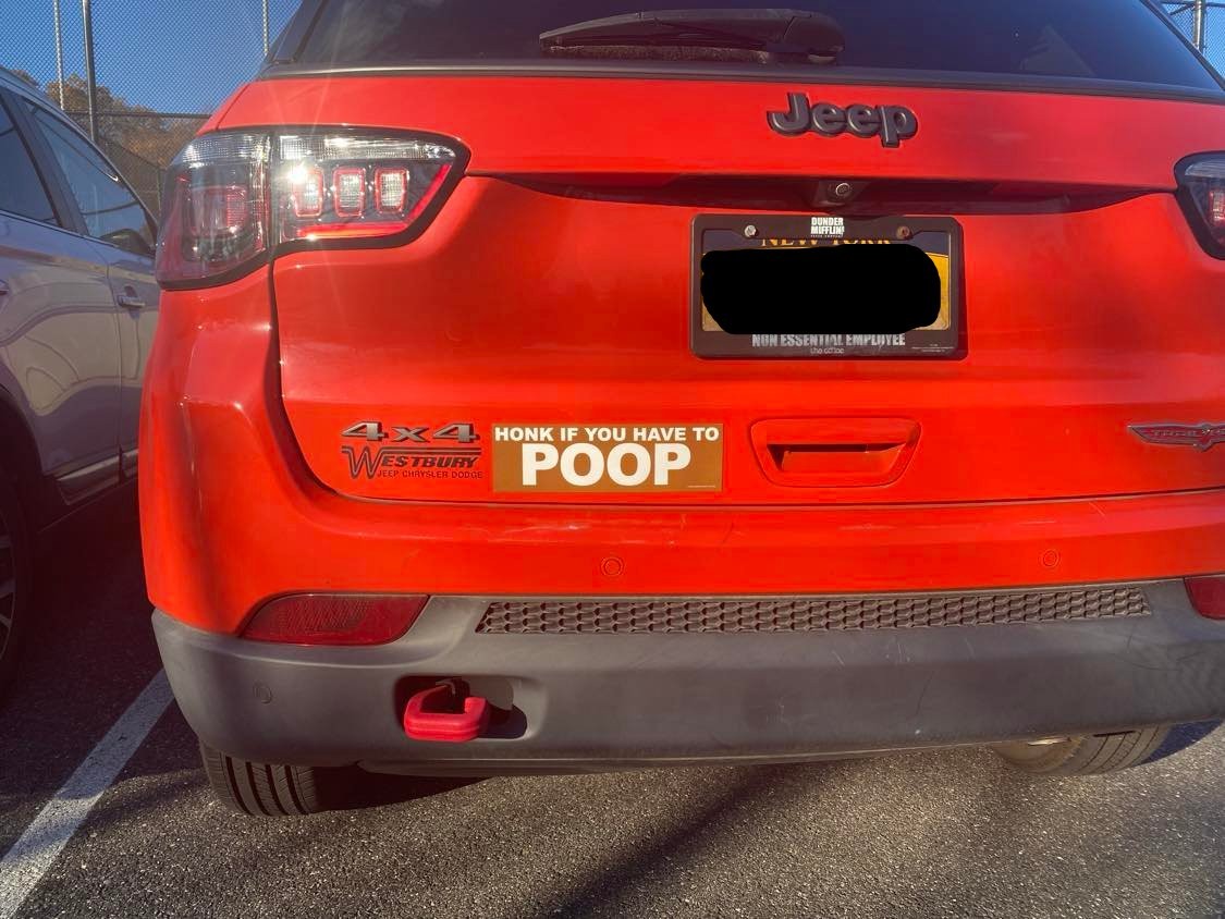 Honk If You Have to POOP – Joke Prank Bumper Car Magnet Sign – Made in the USA