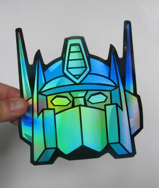 Jumbo Prime Holographic Sticker Truck Robot 80s G1 Metallic Decal