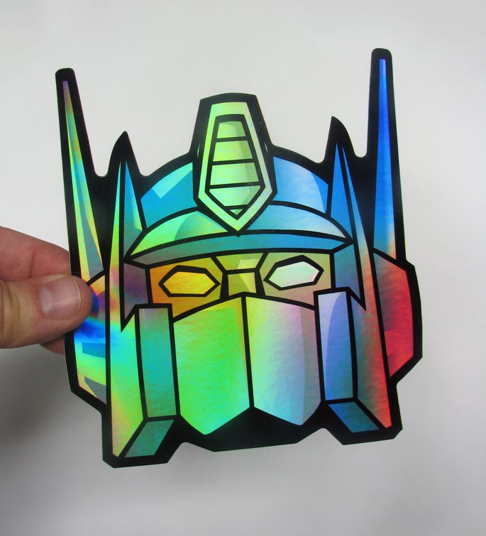 Jumbo Prime Holographic Sticker Truck Robot 80s G1 Metallic Decal