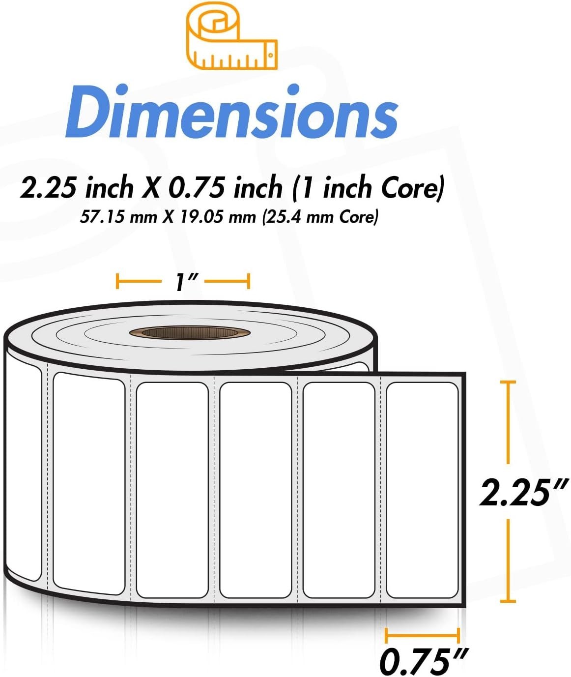 2.25 X 0.75 Inch Direct Thermal Label – Compatible with Rollo Label Printer & Ze