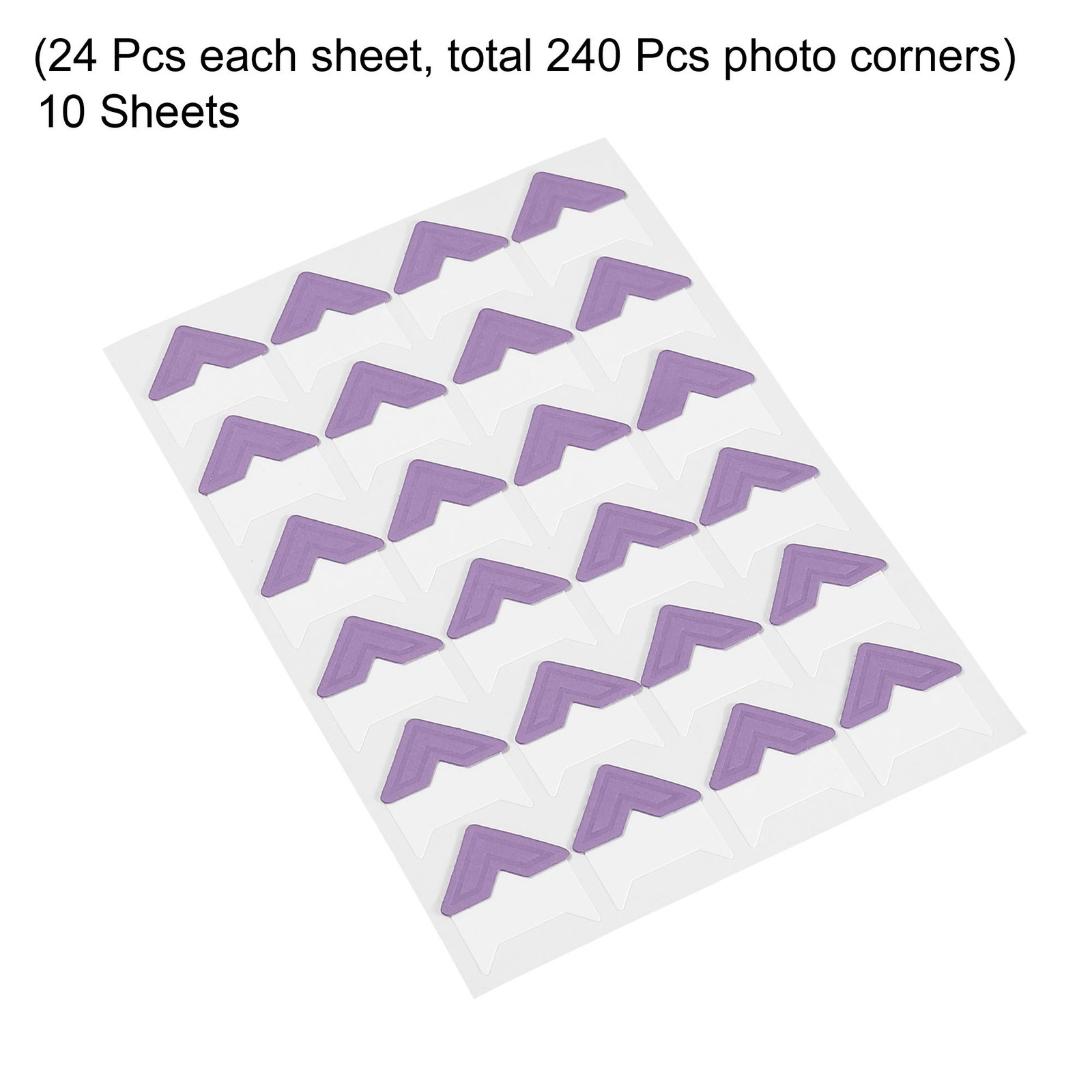 10Sheets/240Pcs Photo Corners Adhesive DIY Picture Mounting Sticker Purple