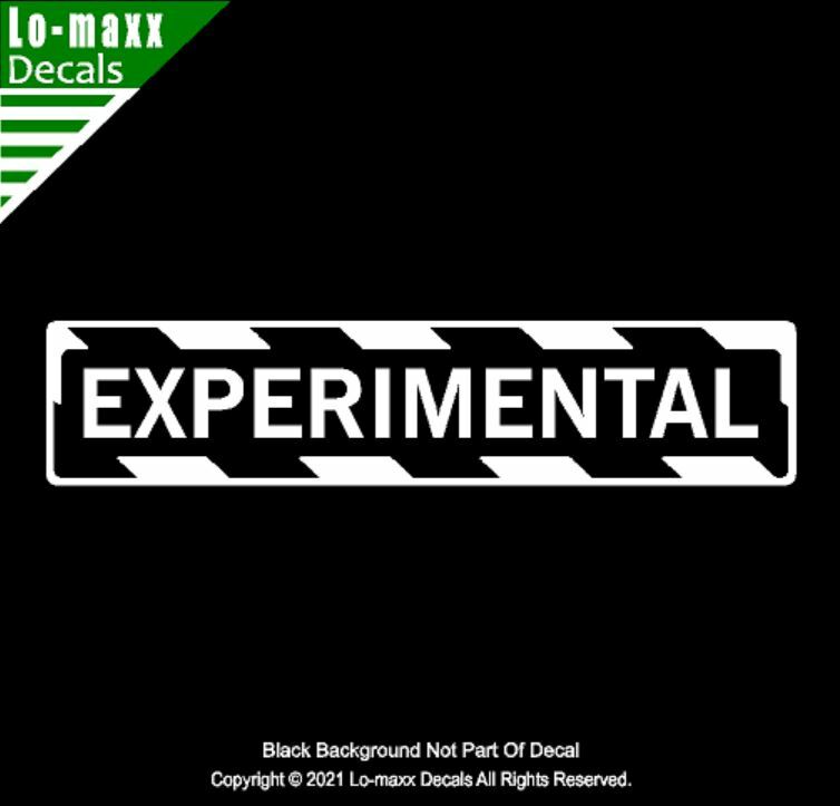 EXPERIMENTAL Aircraft With Hazard Stripes Aircraft Markings Die Cut Vinyl Decal