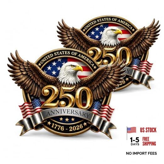 250th Anniversary USA Car Stickers, 2 Pack 8 Inch 250 8-Inch 2-Pack Style-01