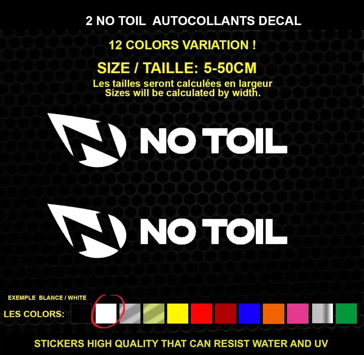 2 Decorative No Toil Stickers – Vehicles & Accessories, Set of 2 Pieces