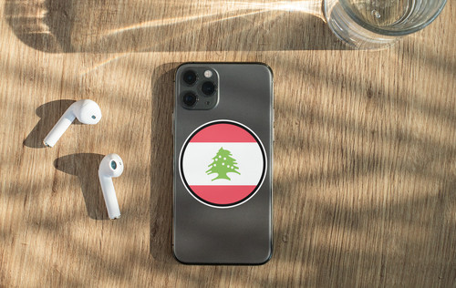 Lebanon Flag Circle Sticker Decal