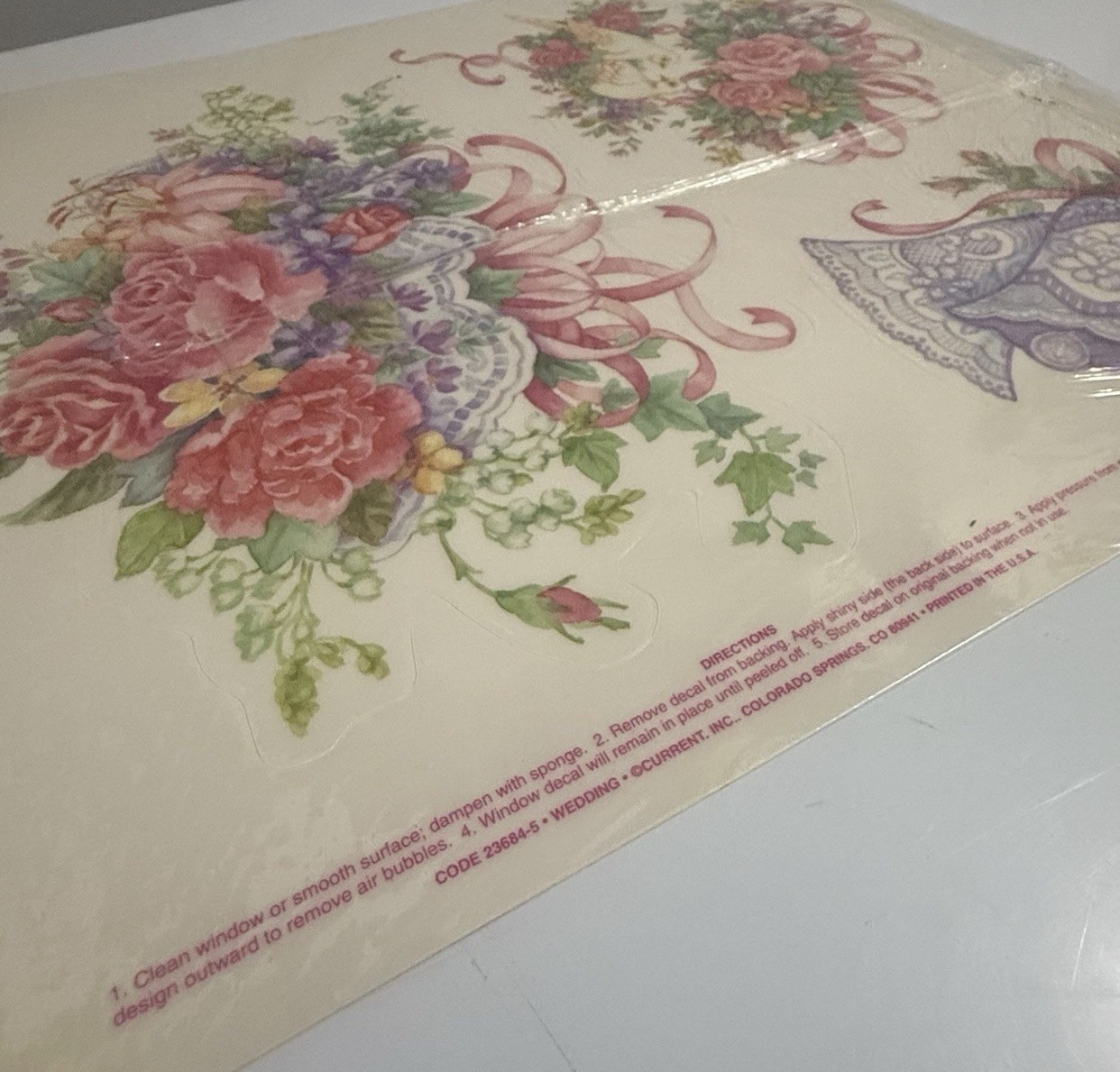 Vintage Wedding Window Decals Just Married Roses Birds Car Decor Spring New