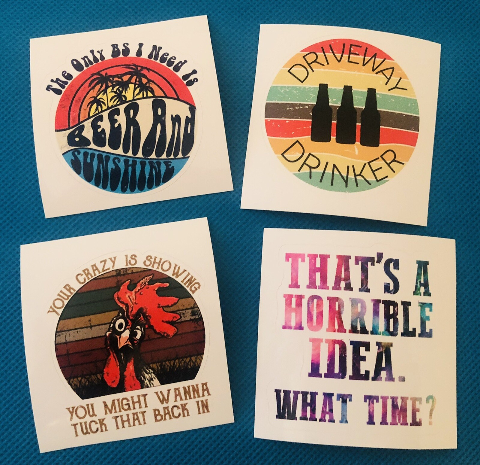 STICKERS 2”, Set of 4, High Quality Vinyl, Weatherproof, Waterproof, Funny