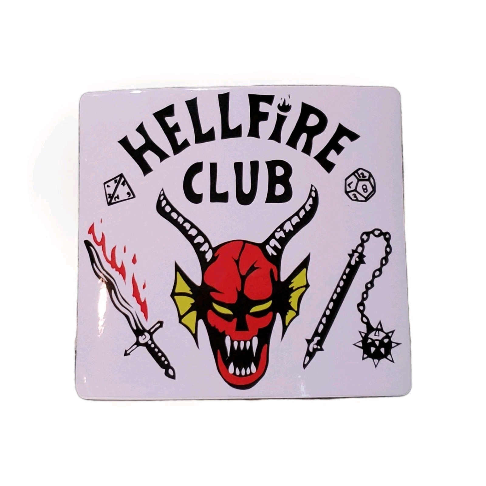Vintage Stranger Things Hellfire Club Large White Sticker 5"x 4.75"