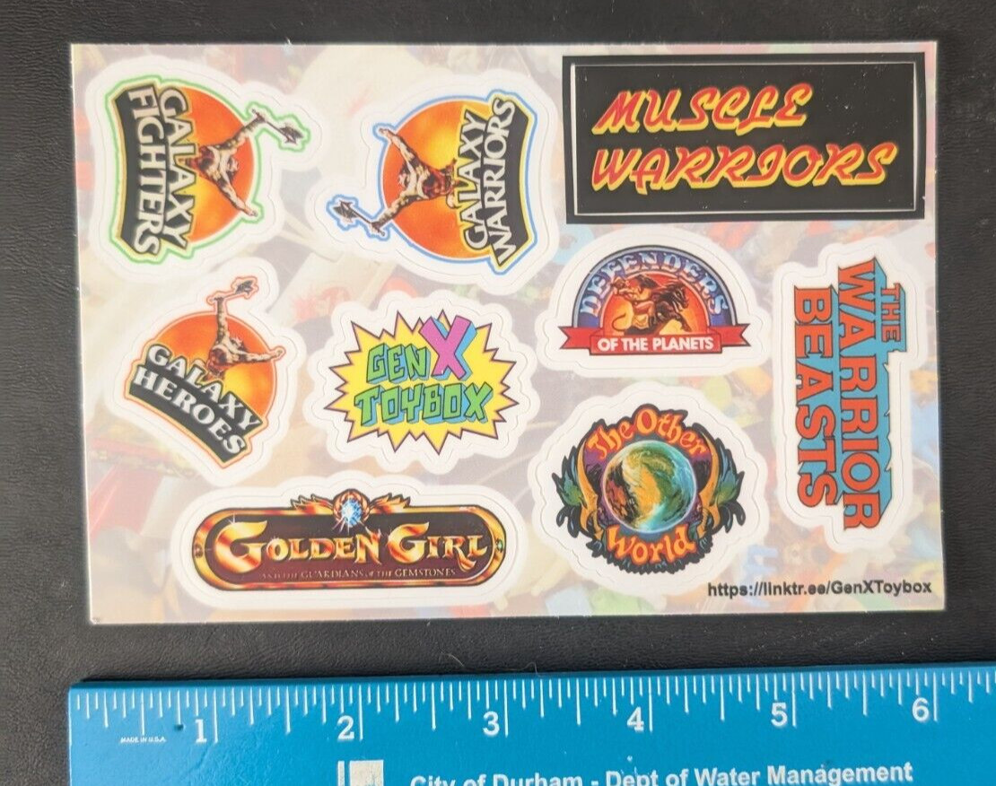 Retro Vinyl Action Figure Logo Sticker Set YOU CHOOSE Perfect for display case