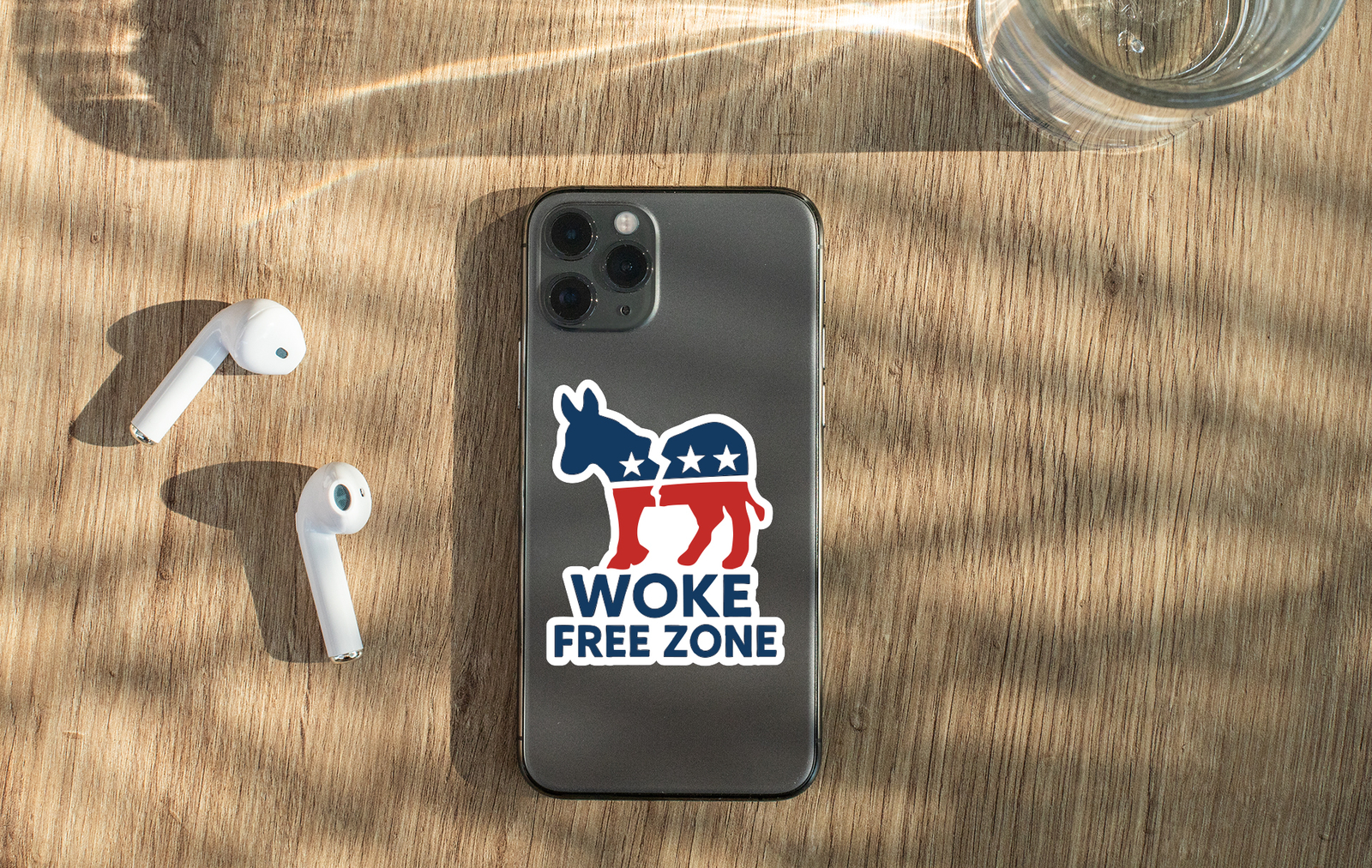 Woke Free Zone Sticker Broken Democrat Donkey Decal for Conservative Laptops