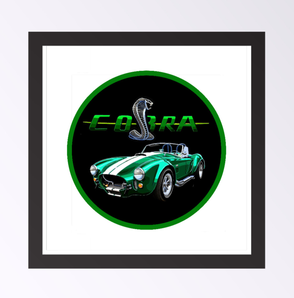 Car Classics "Cobra" – 4" Handcrafted Vinyl Decal Cooler Vehicle Laptop Tumbler