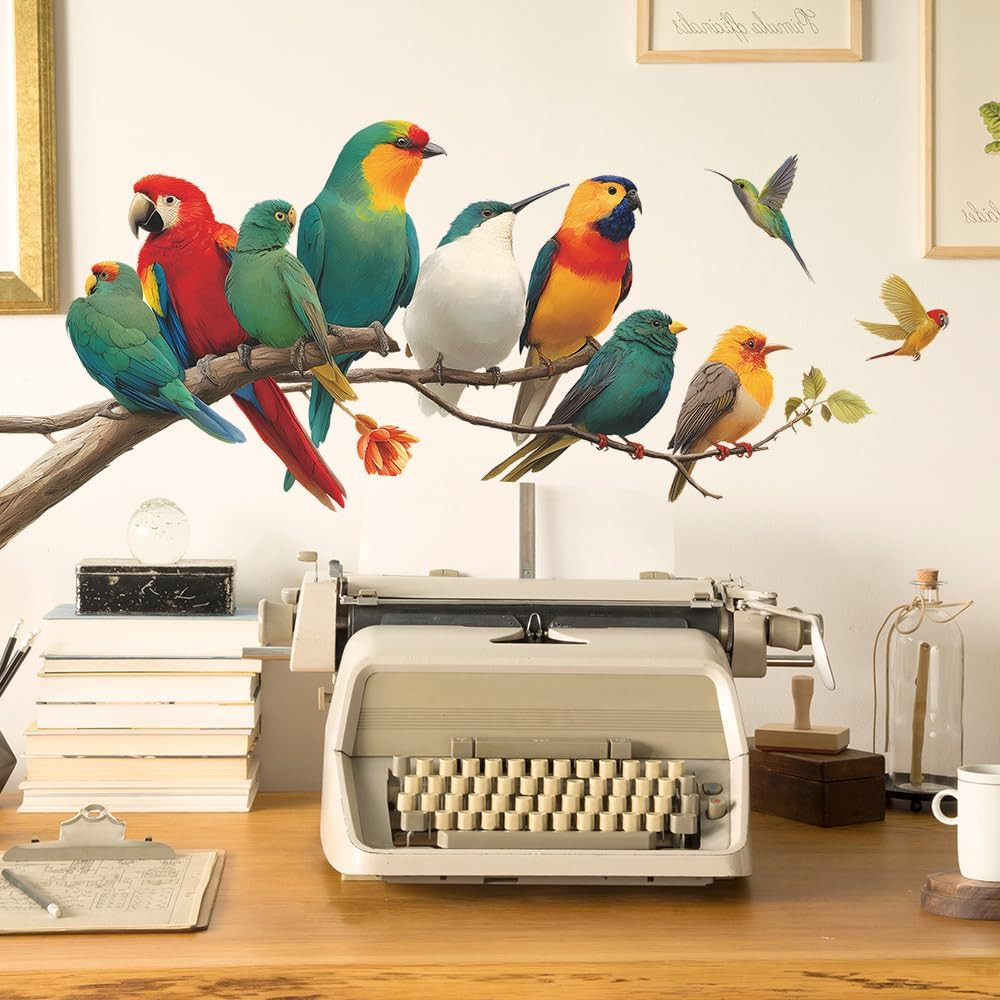 2 Pack Funny Birds Wall Stickers – Vinyl Art Mural for Home Decor