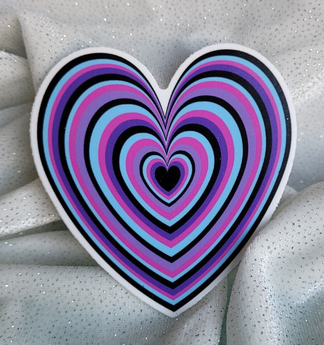 STKR078 Black Blue Purple Pink LAYERED Heart Shaped Sticker | Hearts Cute Love