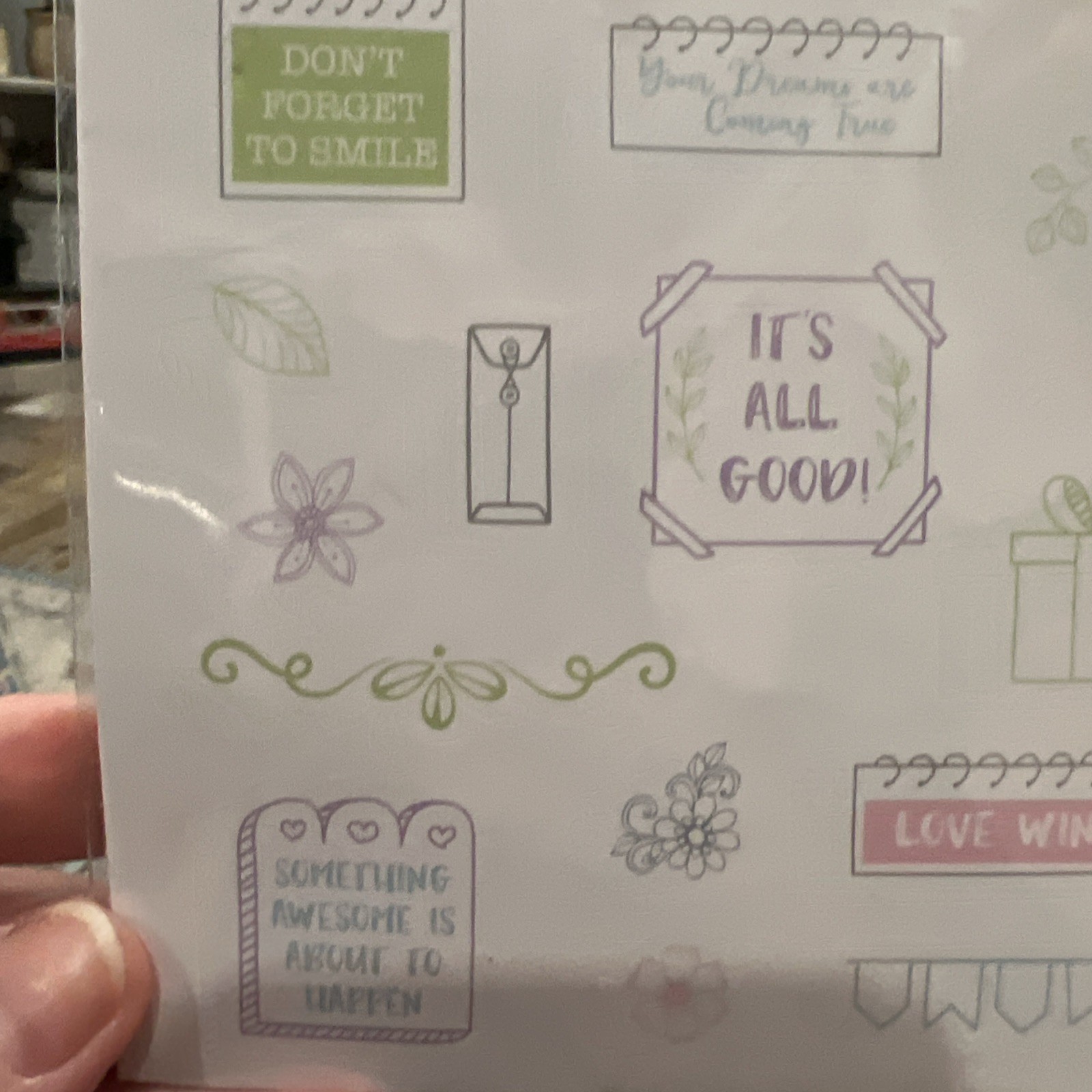 Pen and Gear Stickers 4 Sheets Think Positive Inspirational Note Smile Love Wins