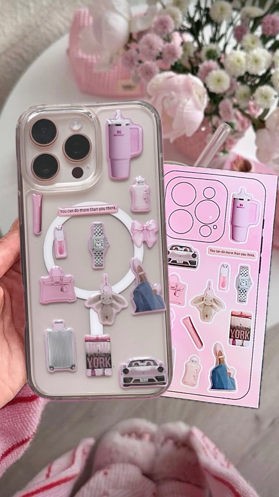 3DPink Aesthetic Vinyl Stickers for Phone & Laptop | Waterproof Decals for Bottl