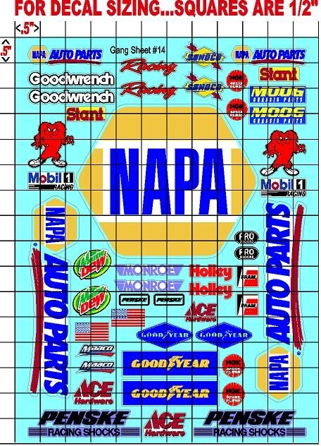 WHITE Vinyl Sticker Sheet 14-R/C MODEL Decal fits 1/10-1/16 Scale napasunocoflag