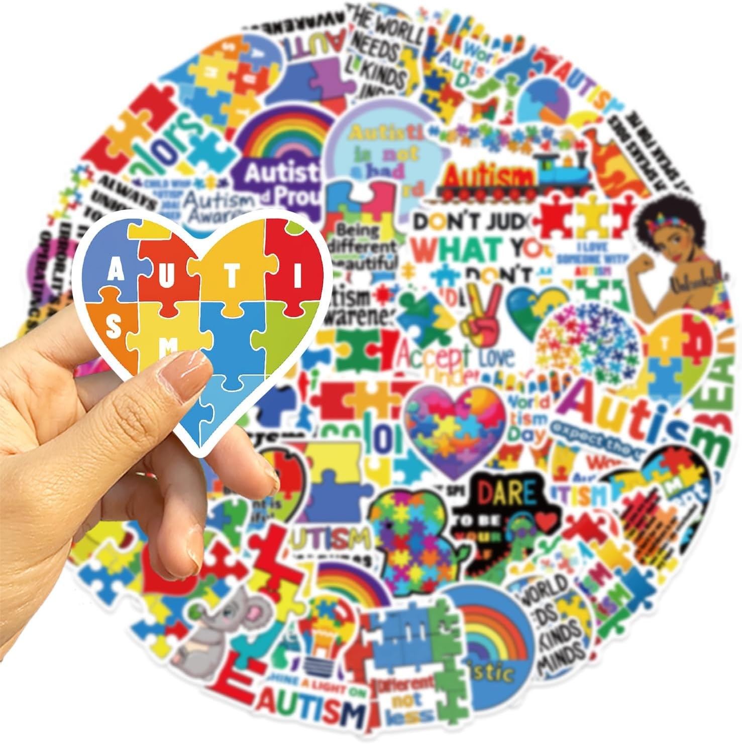Autism Stickers for Kids Teens Adults 50Pcs Autism Awareness Waterproof Vinyl De