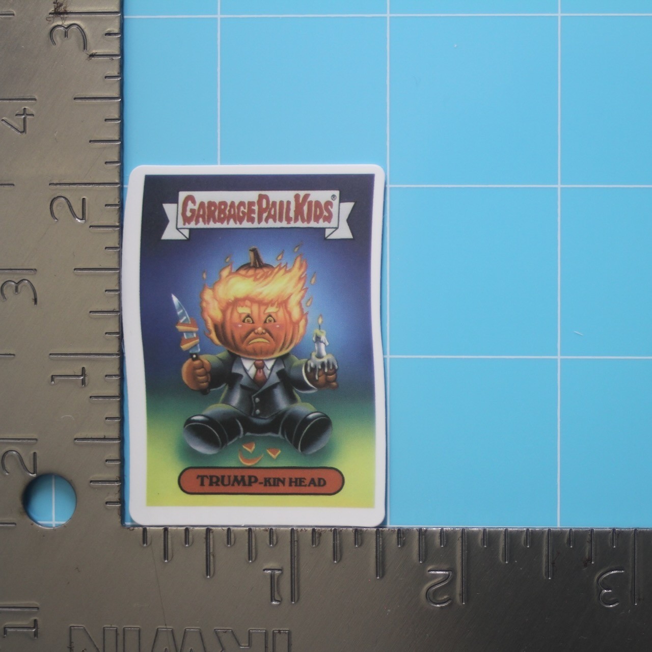 Garbage Pail Kids Sticker (TRUMP-KIN HEAD) GPK Funny Poltical, Gloss PVC Decal