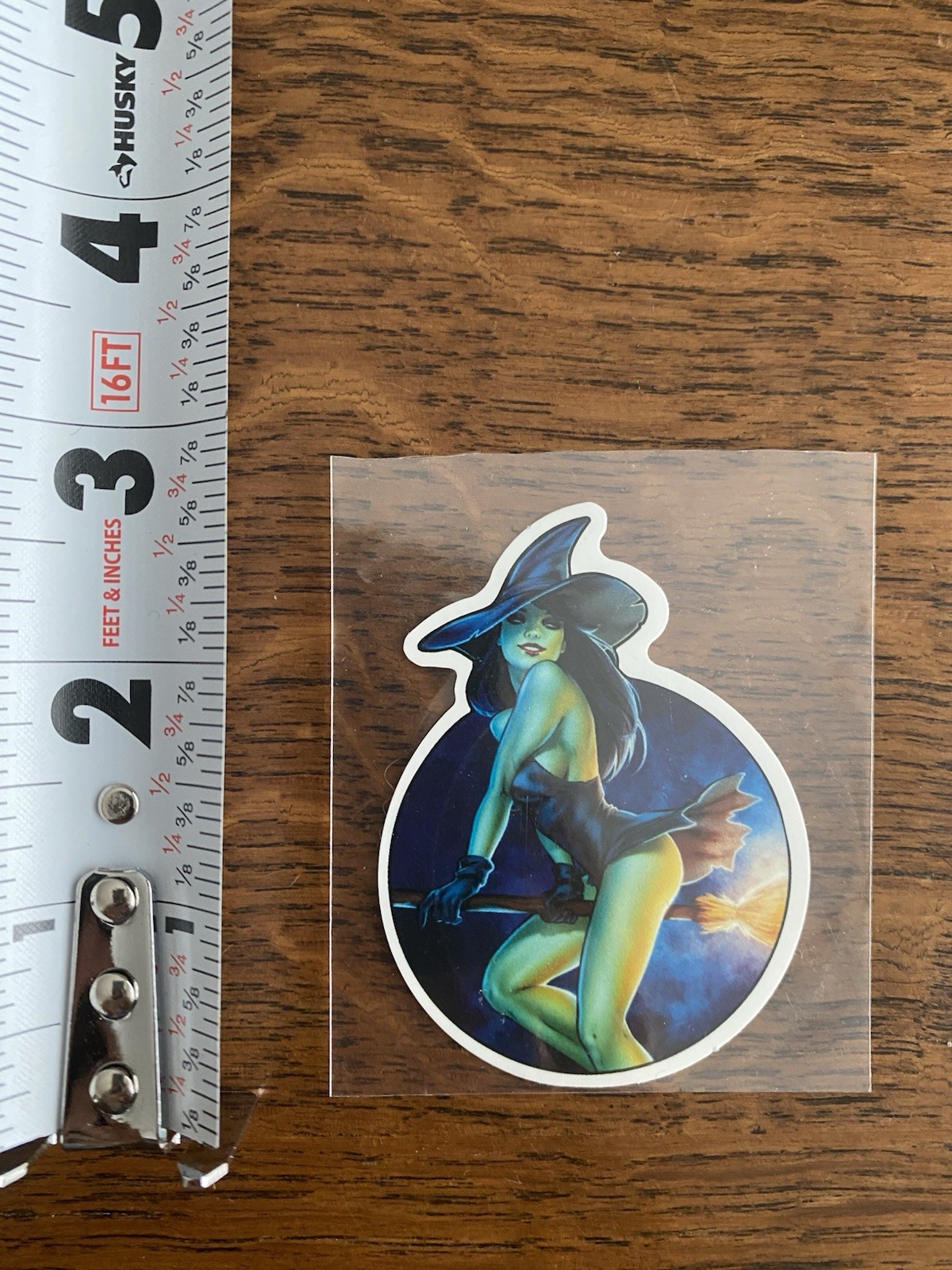 HALLOWEEN WITCH On Broom Sticker Vinyl Die Cut