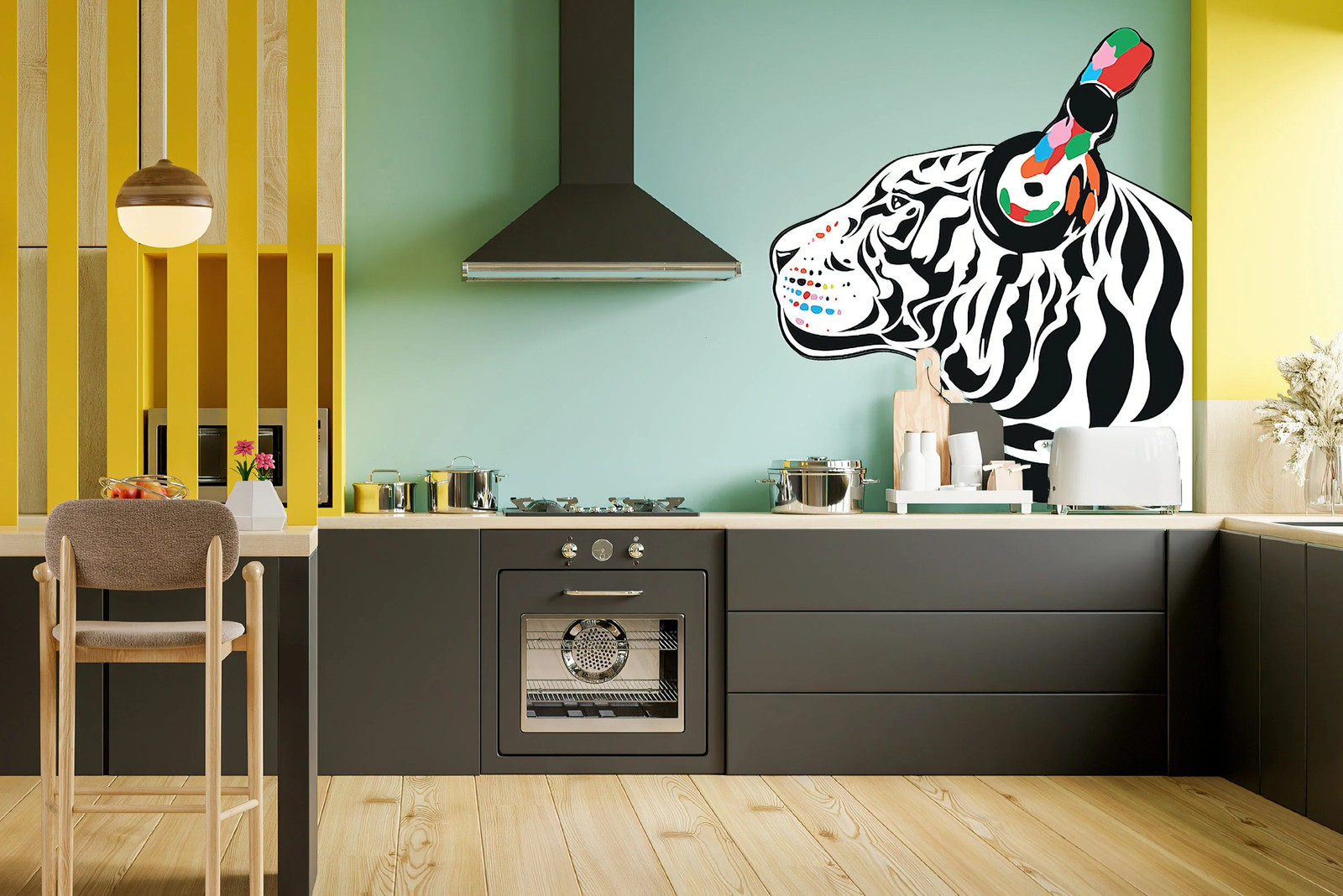 Tiger Wall Art Sticker – Thinking DJ Tiger with Headphones Vinyl Decal – Funny