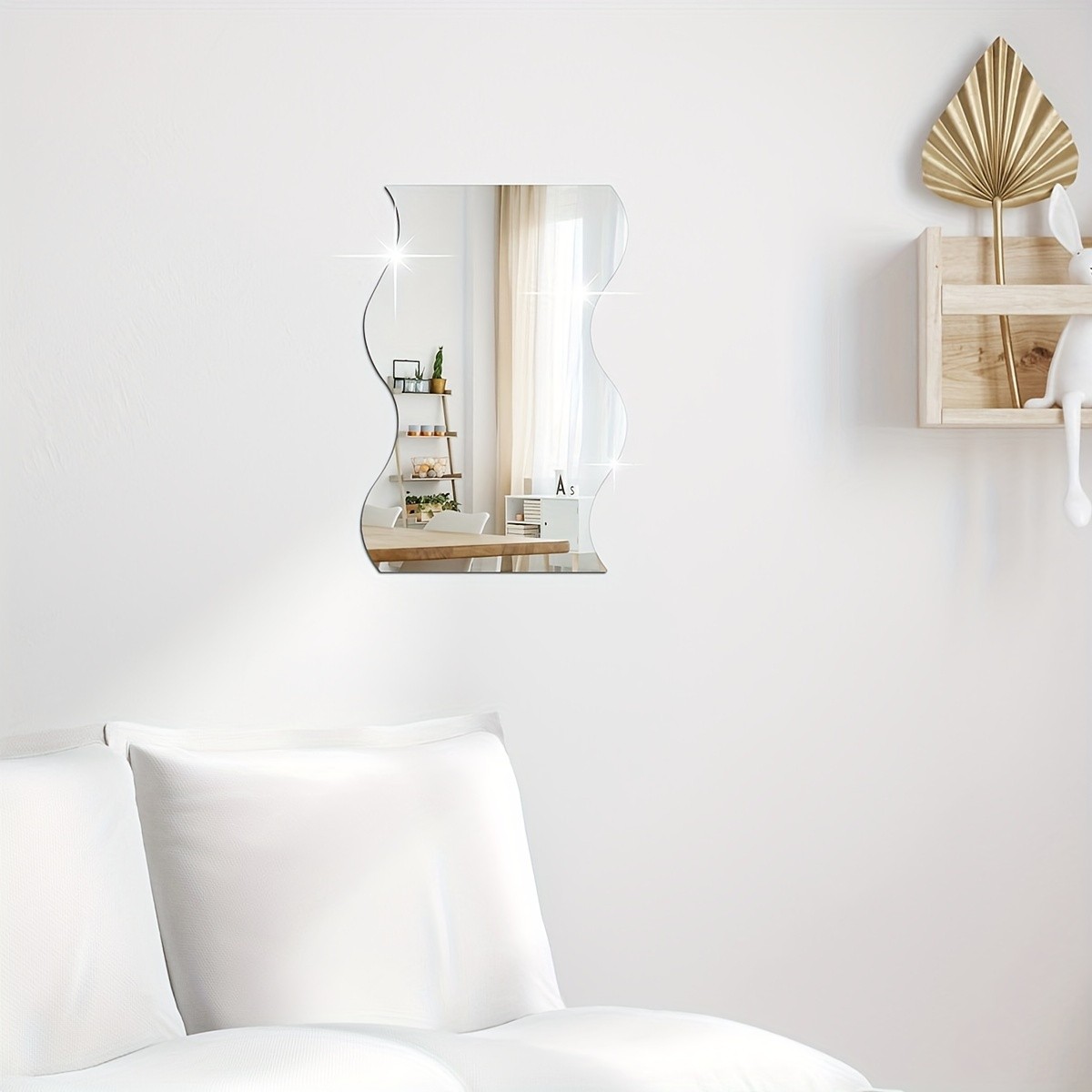 Wavy Irregular Acrylic Mirror Wall Sticker 2mm Self Adhesive Living Room Wall