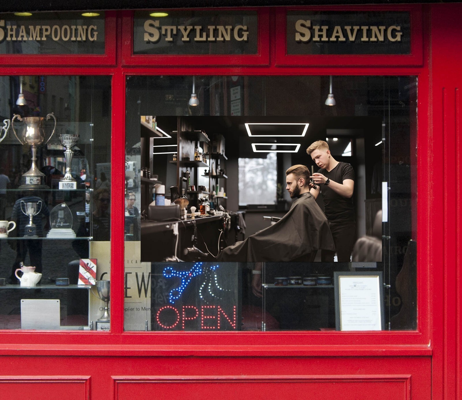 3D Man Hair Cut K1336 Barber Shop Window Stickers Vinyl Wallpaper Wall Murals Ka
