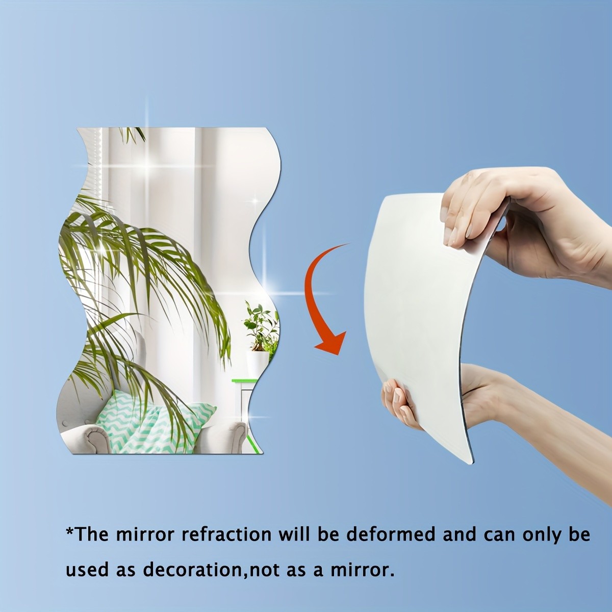 Wavy Irregular Acrylic Mirror Wall Sticker 2mm Self Adhesive Living Room Wall