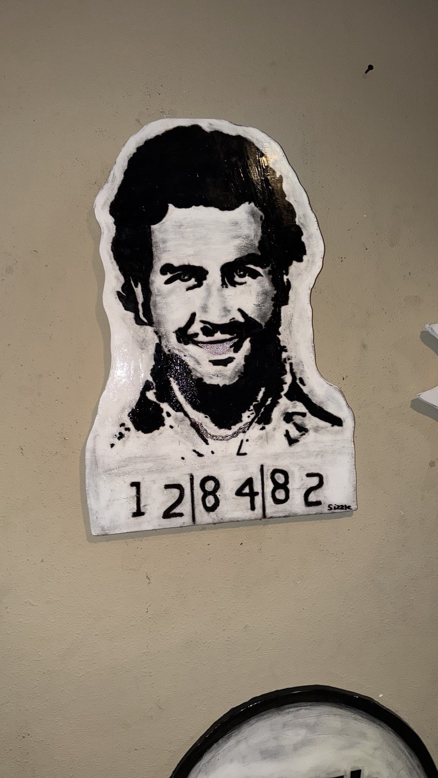 "Pablo Escobar" Black & White Hand painted by sizzle.