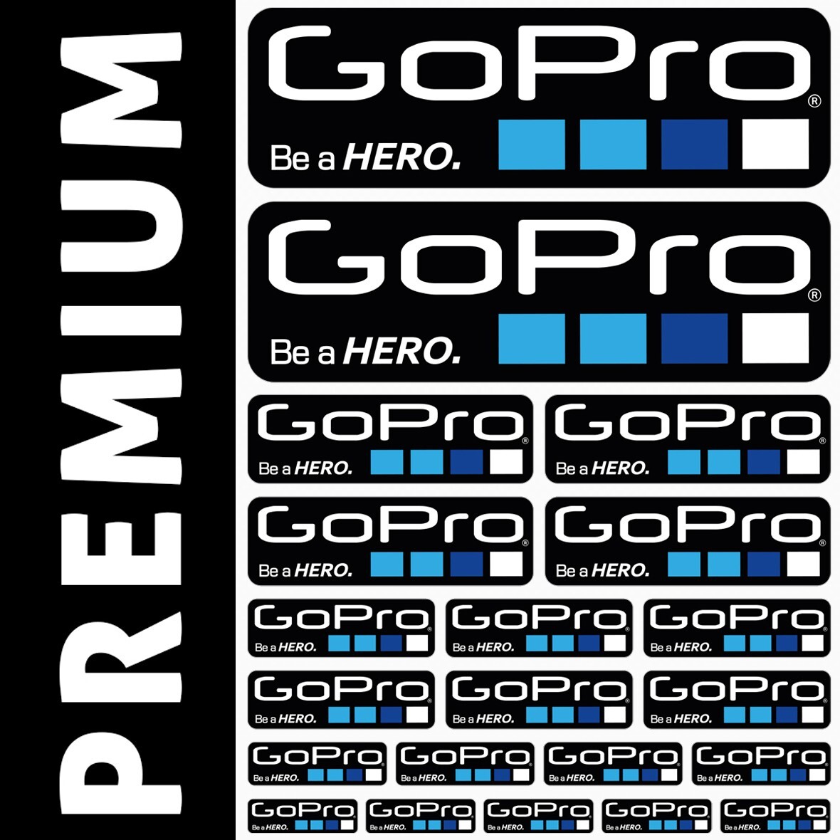 GOPRO – KIT Decals Stickers Sponsors Car Bike Motorcycle Motocross ATV MX GO PRO