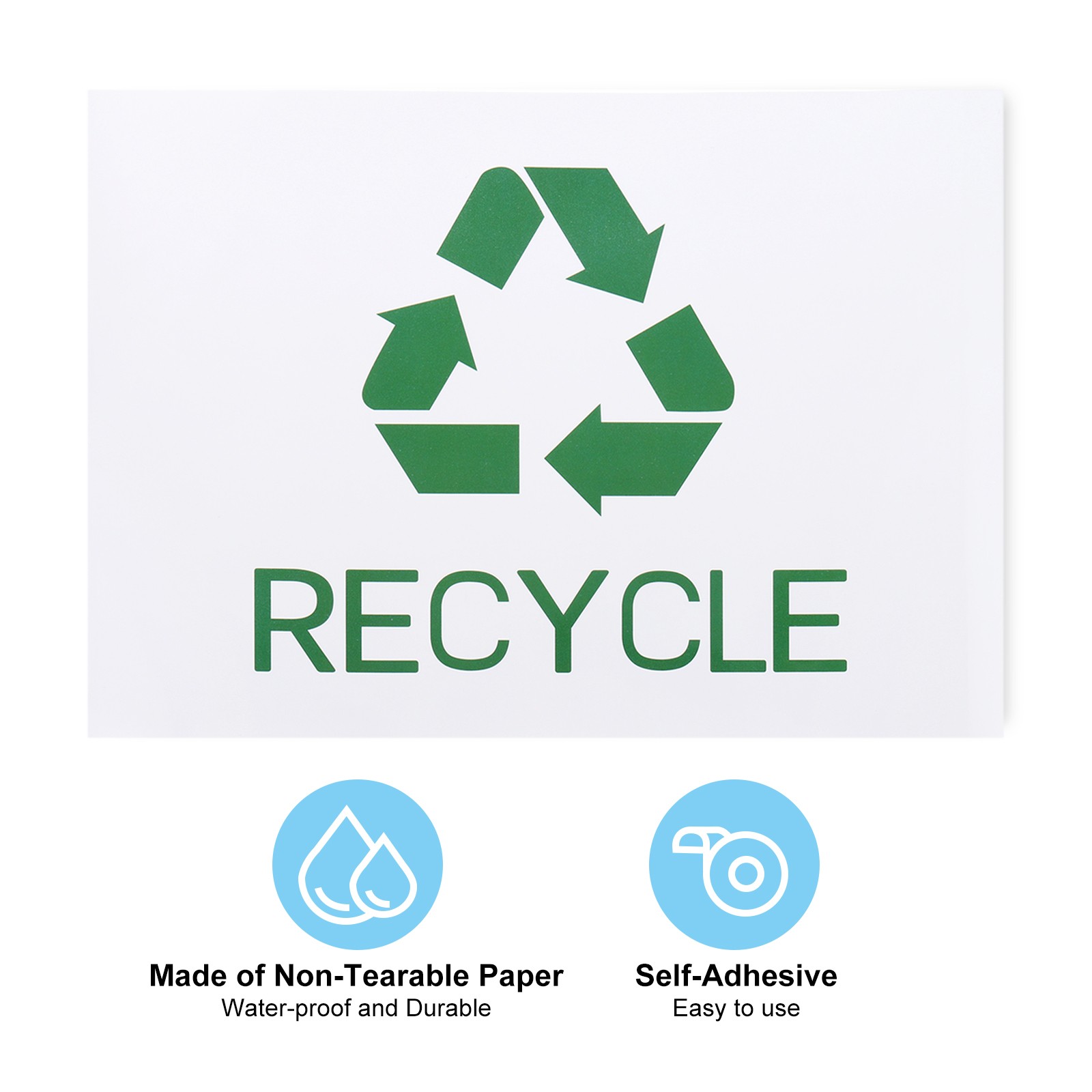 2 Pcs Recycle Sign Decals Recycling Trash Can Label for Waste Management