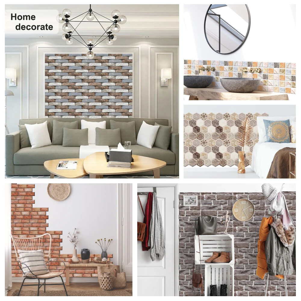 15PCS Wall Sticker Waterproof PVC imitation brick Wallpapers for TV walls living