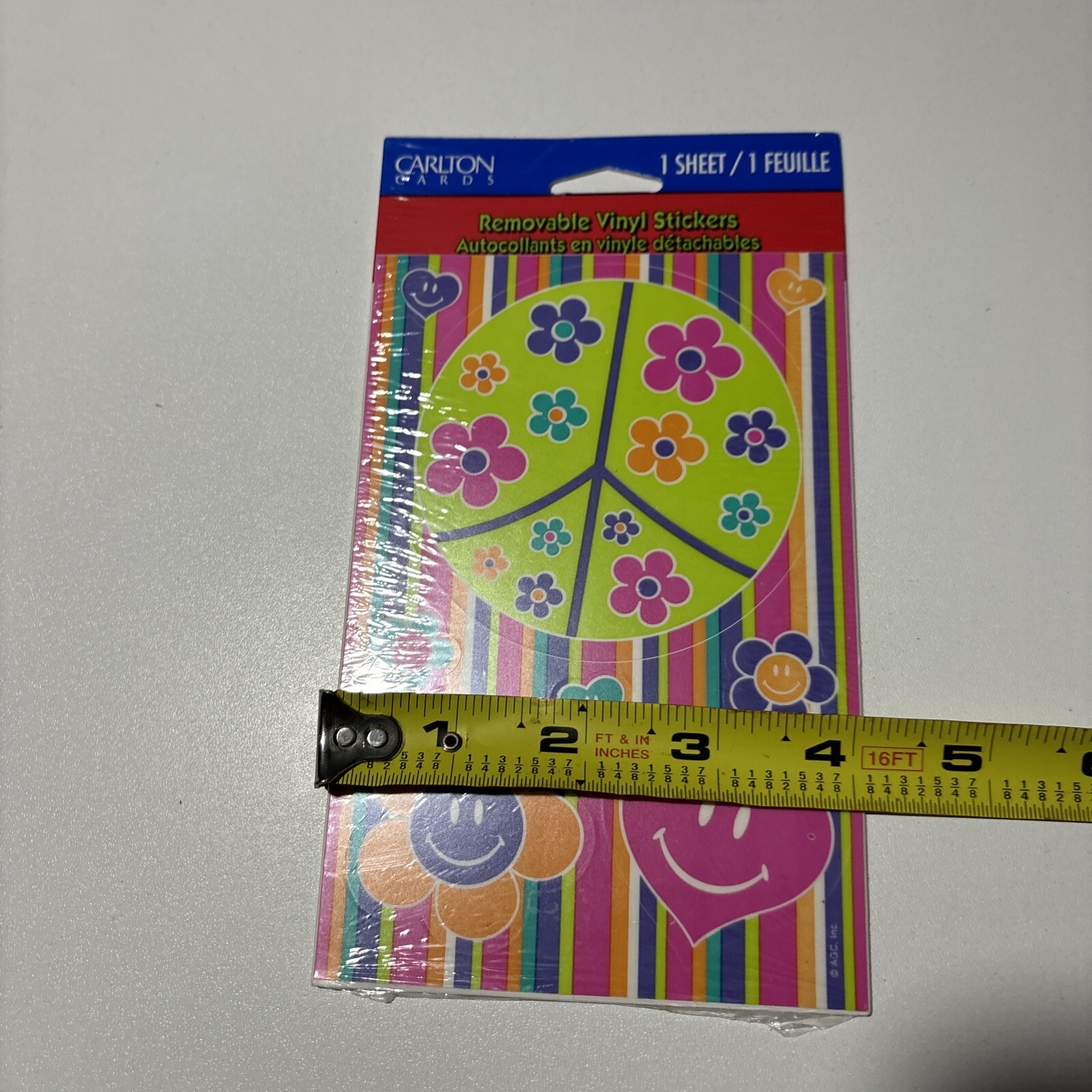 Vintage Carlton Cards Hippie Peace Flower Removable Reusable Vinyl Sticker Decal
