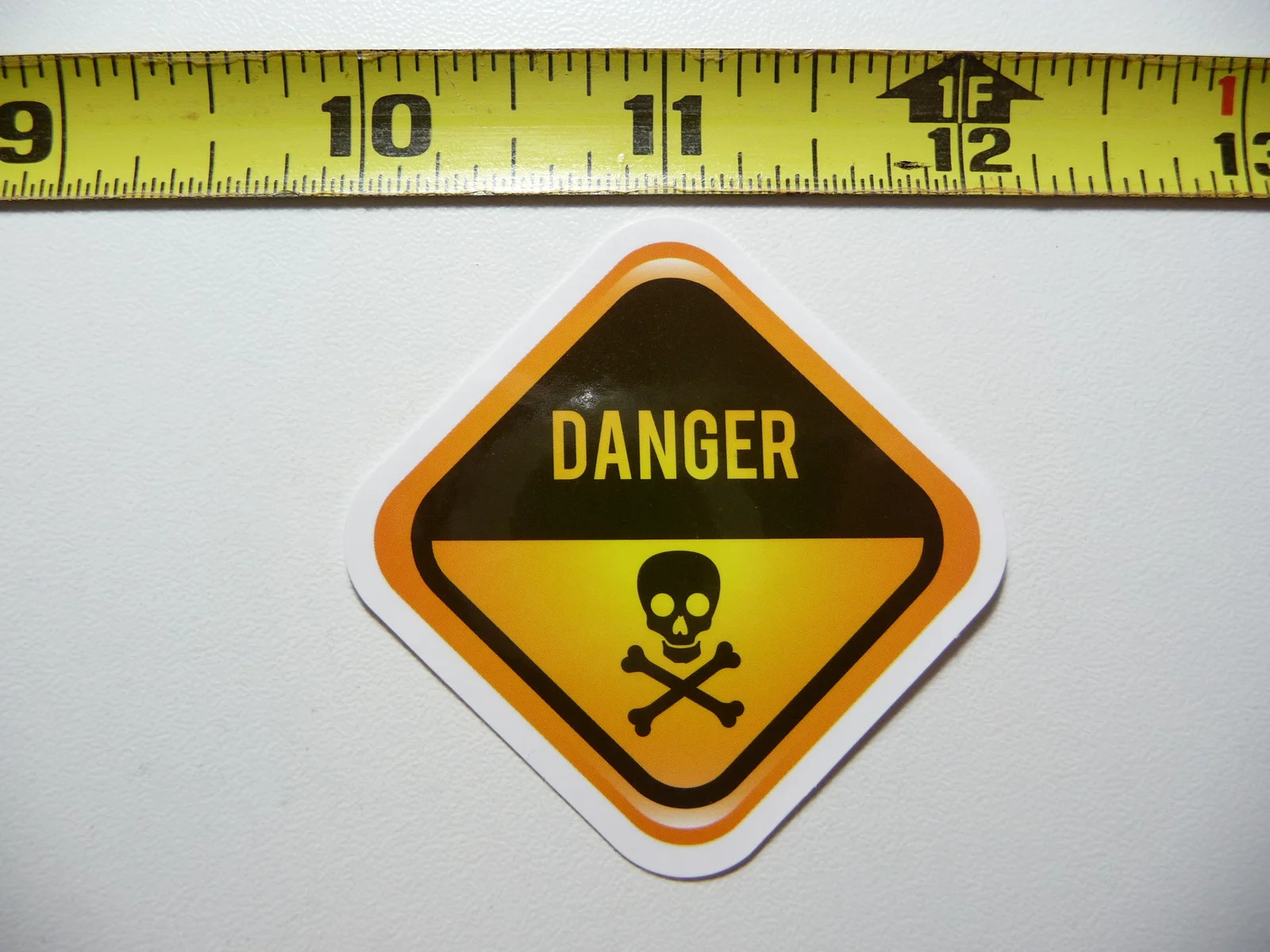 DANGER SKULL CROSSBONES SMALL STICKER DECAL BUSINESS COMPANY POLICY DOOR