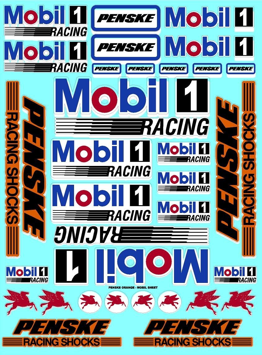 White Vinyl Sticker Sheet Penske-R/C MODEL Decal 1/24-1/16 Scale DIE-CUTraxxasfg