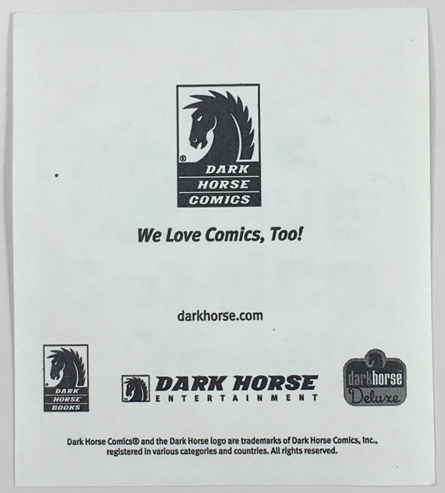 We Love Comics Too Dark Horse Comics Window Cling 4" x 4.5"