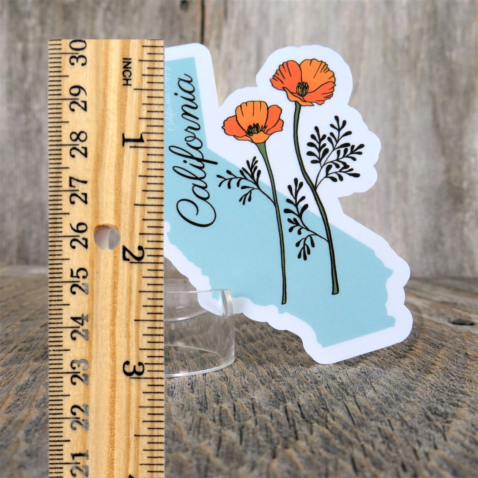 California State Shaped Sticker Poppy State Flower Waterproof Souvenir Home