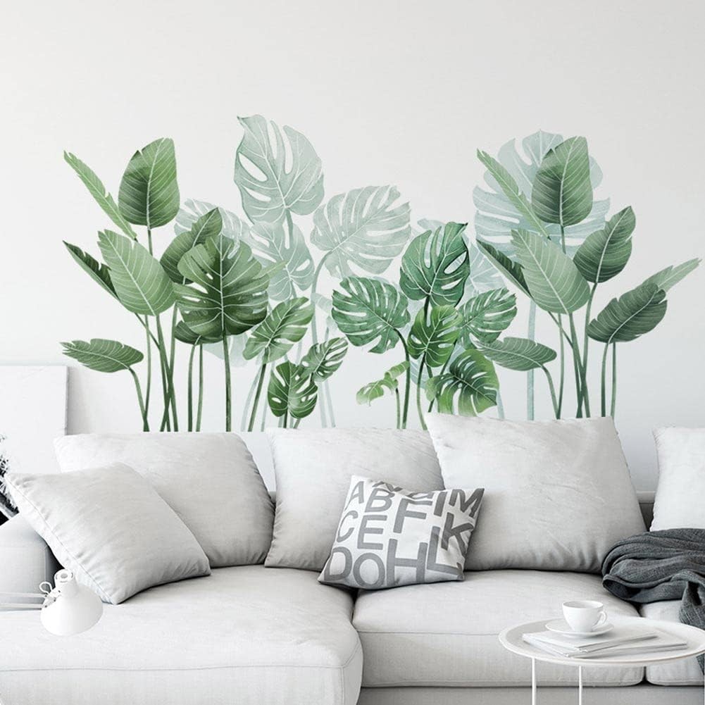 Boho Tropical Plants Wall Decals for Living Room, Natural Palm Tree #72