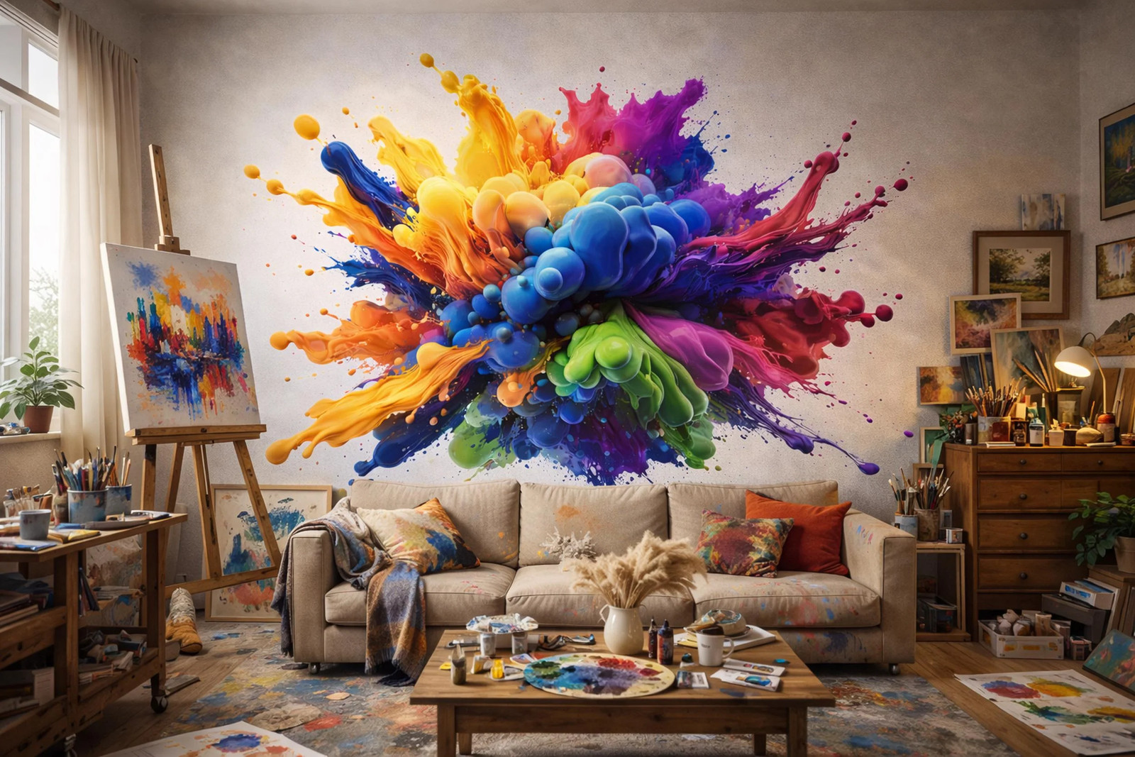 3D Paint Explosion Decal | Rainbow Splash Wall Art